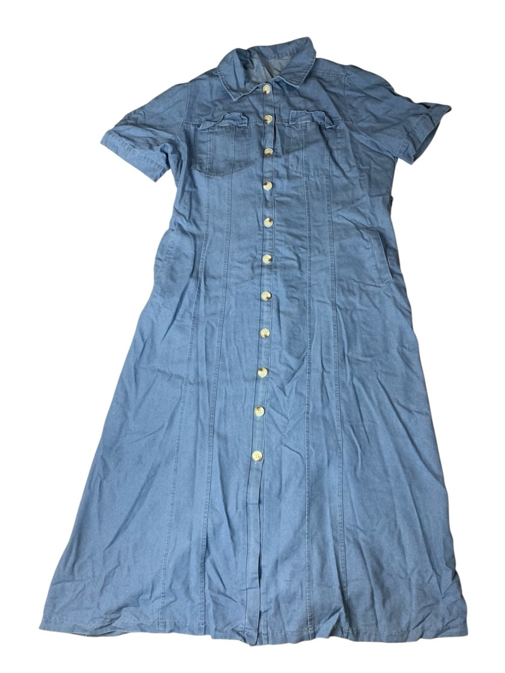 Classic Button-Front Light Blue Denim Shirt Dress